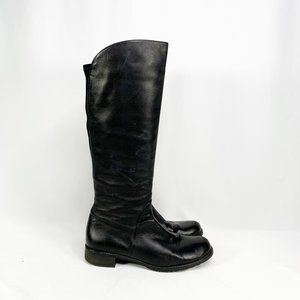 STUART WEITZMAN Black Leather Window Zipper Boots